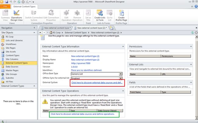 External Content Type option